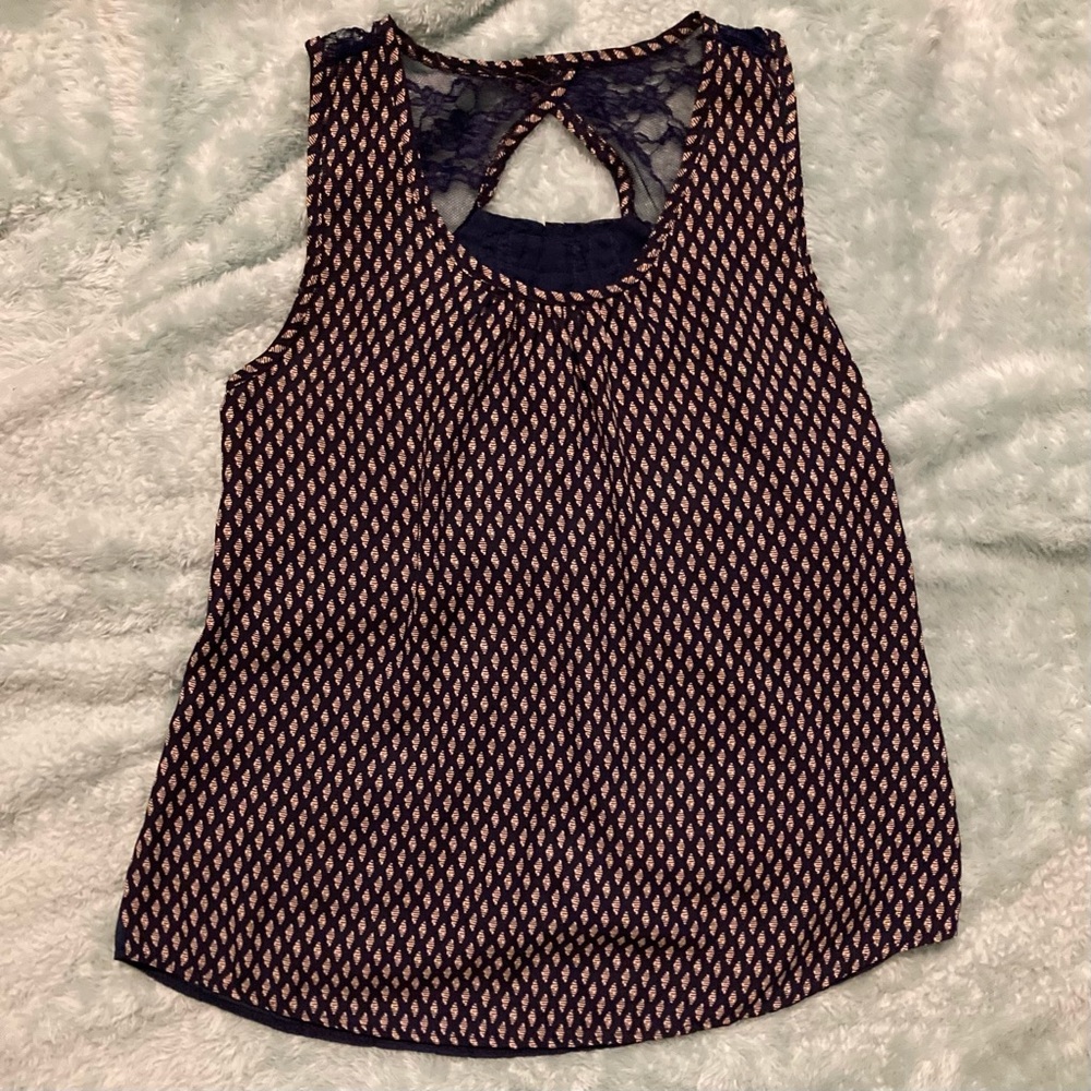 No Tag Navy & Cream Patterned front w/ Navy back